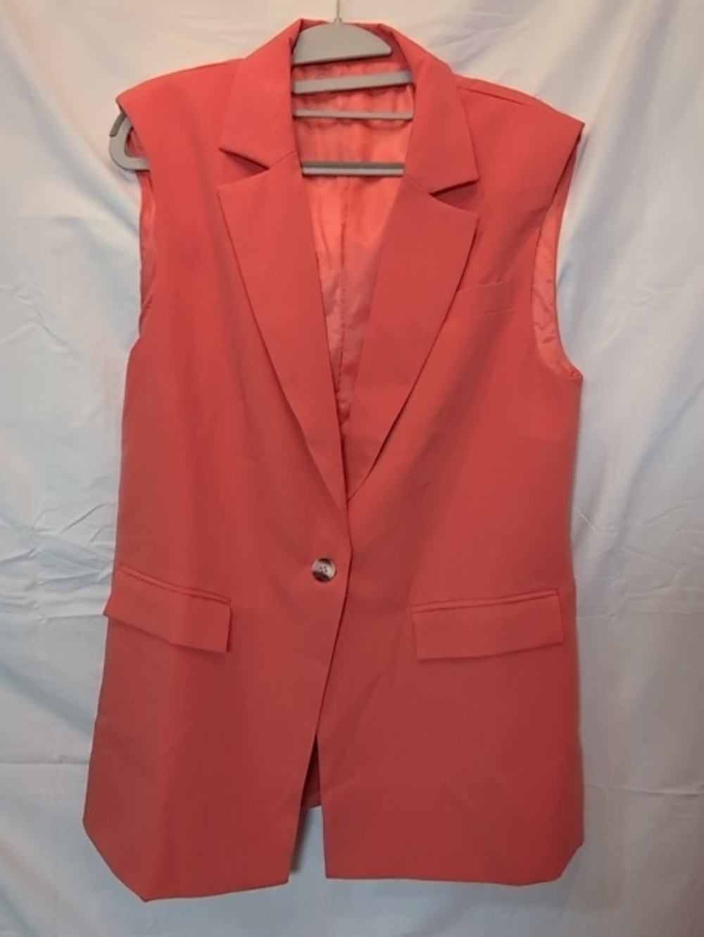 Sleeveless Coral Blazer Vest - Women's Tailored Jacket